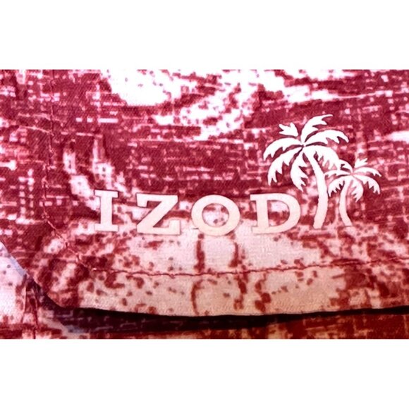 Izod Saltwater Mens XXL Red White Crab Print Short Sleeve Button-Up Summer Shirt - Picture 9 of 11